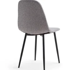 Anna spisebordsstol - Grå tekstil med sorte ben