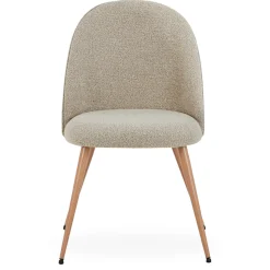 Annika spisebordsstol - Beige boucle stof med ben i egetræslook