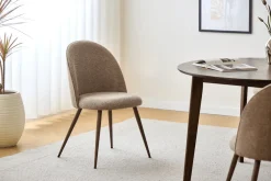 Annika spisebordsstol - sand tekstil med røget egelook