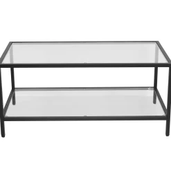 Bianca sort sofabord metalstel og glas - 100x50x40 cm
