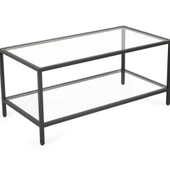 Bianca sort sofabord metalstel og glas - 100x50x40 cm