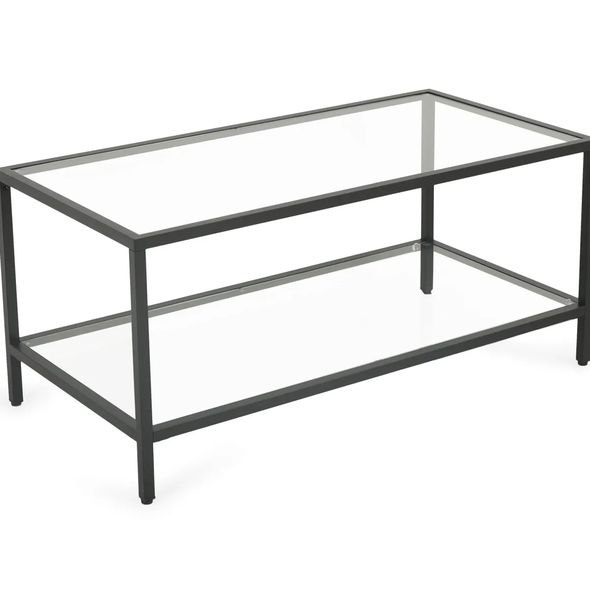 Bianca sort sofabord metalstel og glas - 100x50x40 cm