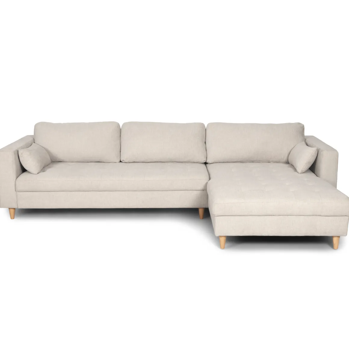 Brandy - Højrevendt og venstrevendt vendbar chaiselong sofa beige - L: 290 x D: 96 x H: 80 cm