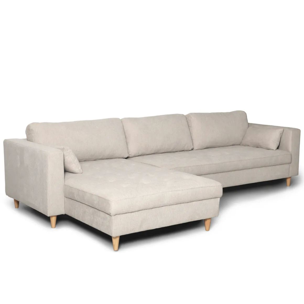 Brandy - Højrevendt og venstrevendt vendbar chaiselong sofa beige - L: 290 x D: 96 x H: 80 cm