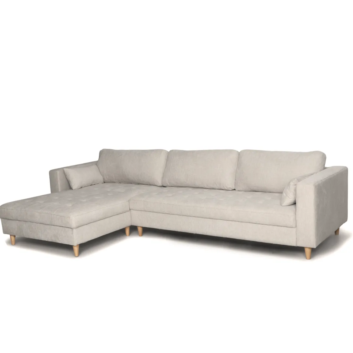 Brandy - Højrevendt og venstrevendt vendbar chaiselong sofa beige - L: 290 x D: 96 x H: 80 cm