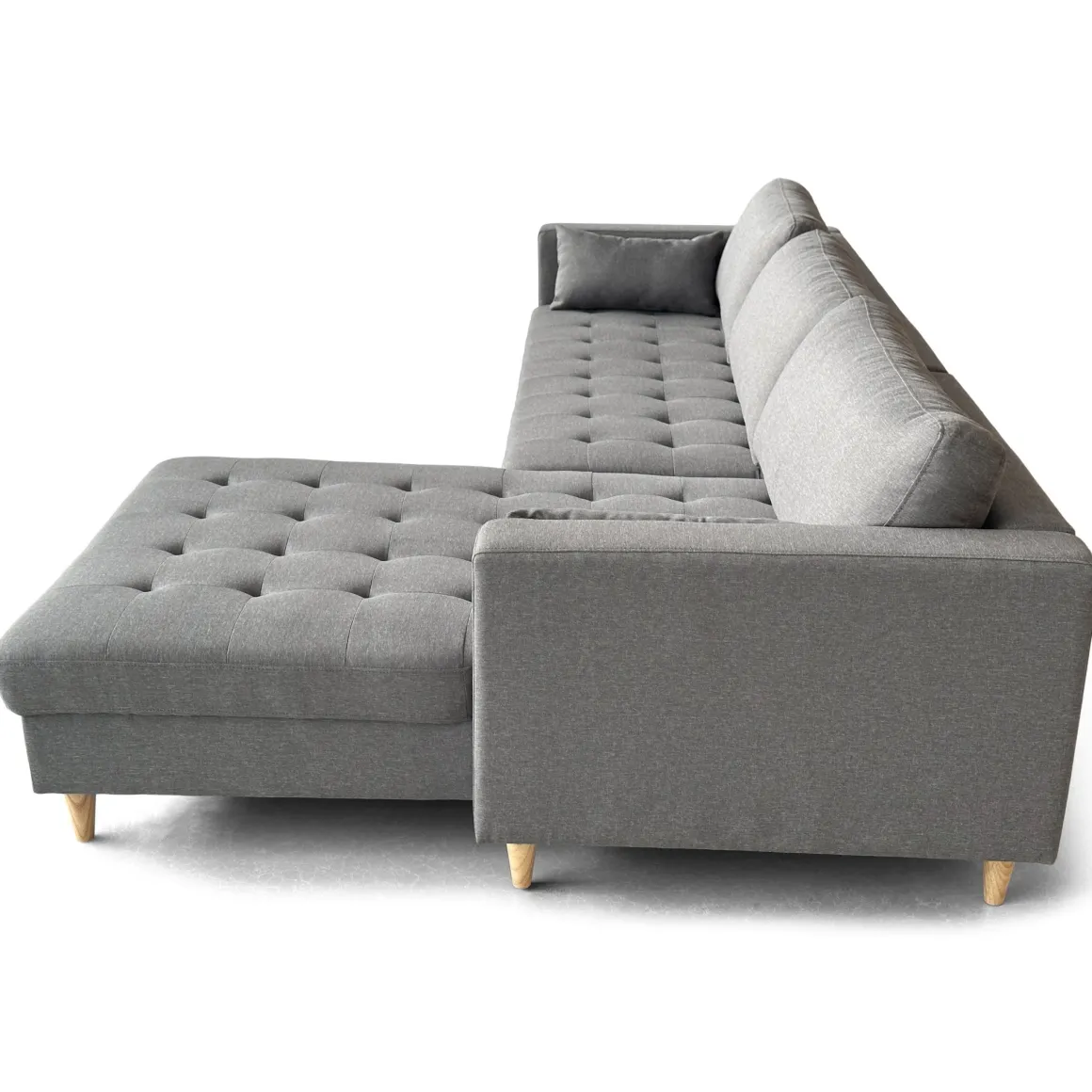 Brandy - Højrevendt og venstrevendt vendbar chaiselong sofa grå - L: 290 x D: 96 x H: 80 cm