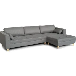 Brandy - Højrevendt og venstrevendt vendbar chaiselong sofa grå - L: 290 x D: 96 x H: 80 cm