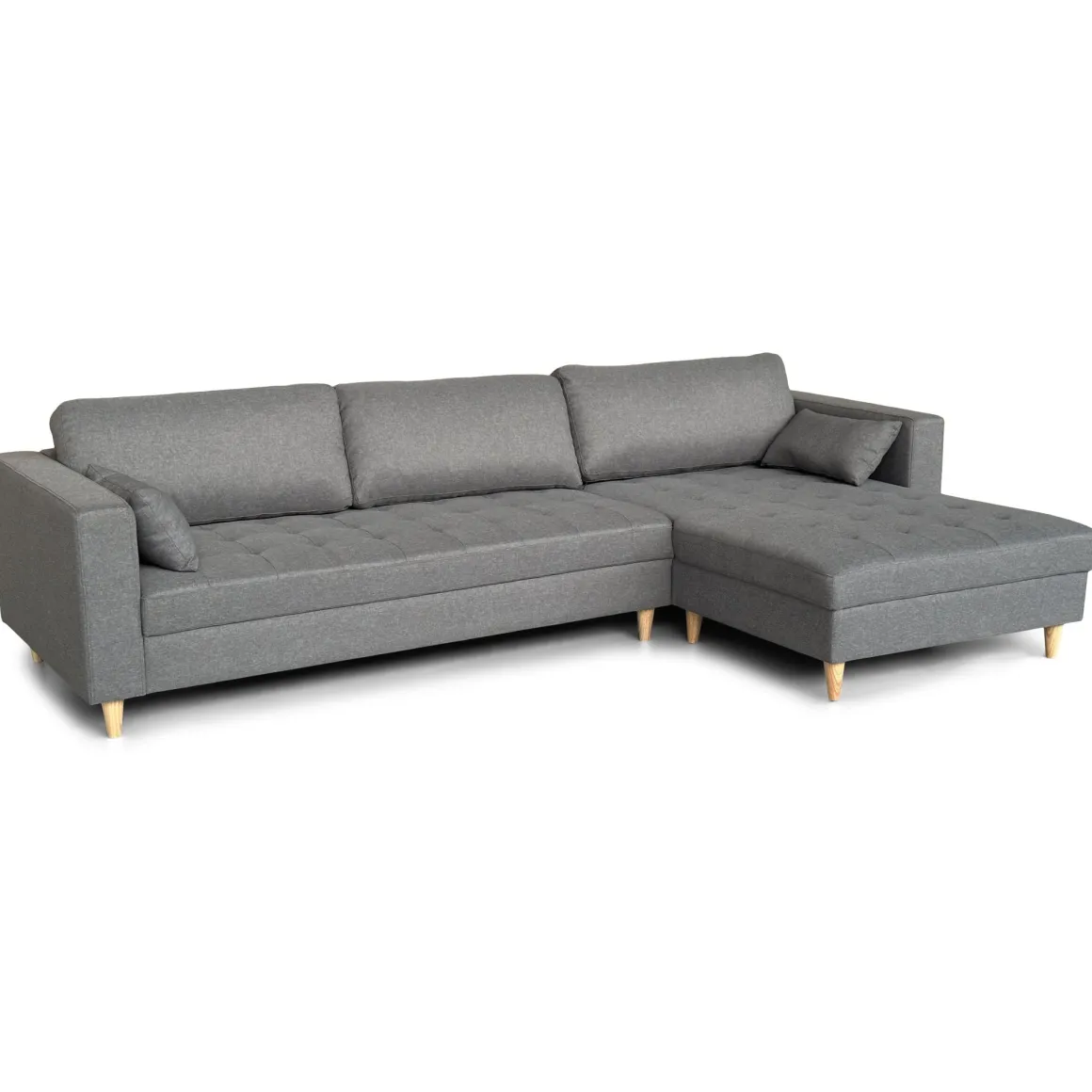 Brandy - Højrevendt og venstrevendt vendbar chaiselong sofa grå - L: 290 x D: 96 x H: 80 cm