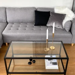 Brandy - Højrevendt og venstrevendt vendbar chaiselong sofa grå - L: 290 x D: 96 x H: 80 cm