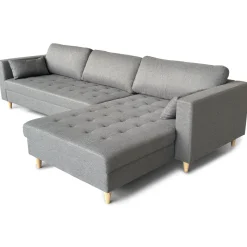 Brandy - Højrevendt og venstrevendt vendbar chaiselong sofa grå - L: 290 x D: 96 x H: 80 cm