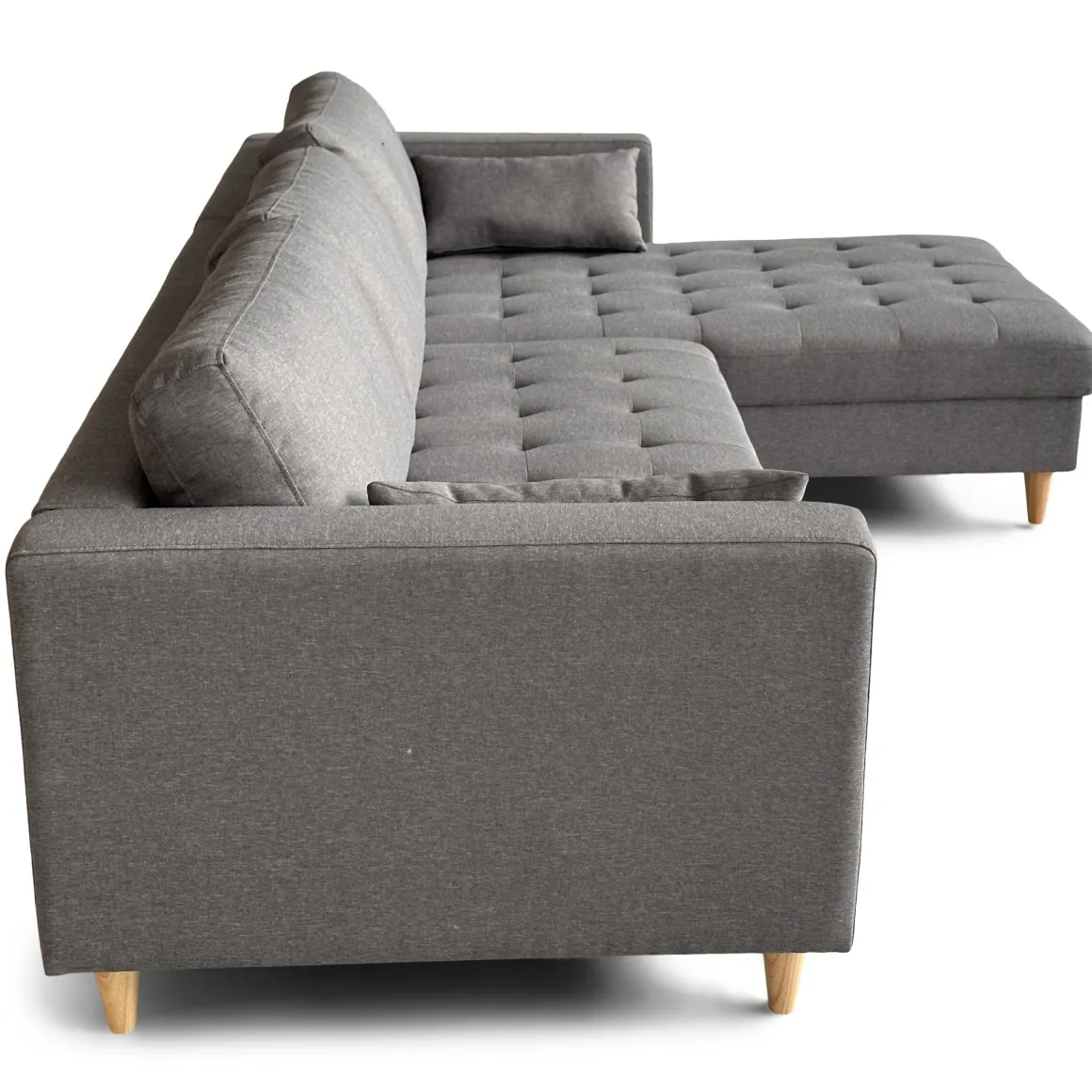 Brandy - Højrevendt og venstrevendt vendbar chaiselong sofa grå - L: 290 x D: 96 x H: 80 cm