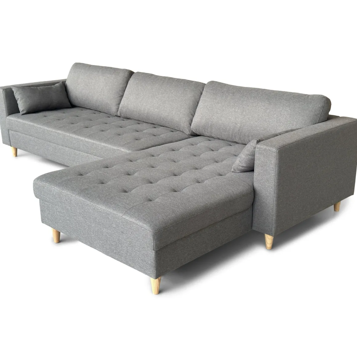 Brandy - Højrevendt og venstrevendt vendbar chaiselong sofa grå - L: 290 x D: 96 x H: 80 cm