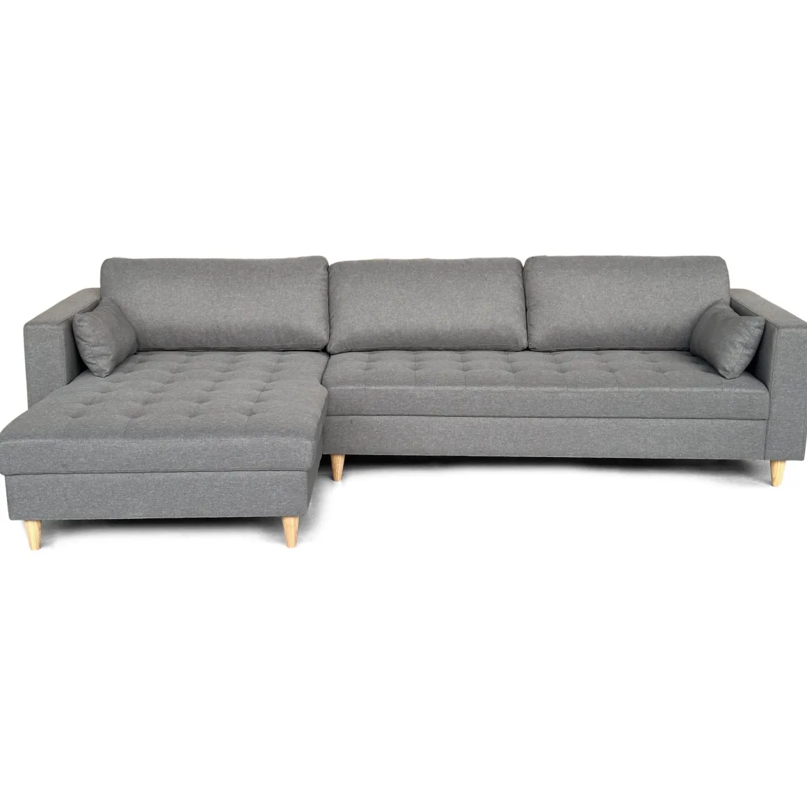 Brandy - Højrevendt og venstrevendt vendbar chaiselong sofa grå - L: 290 x D: 96 x H: 80 cm