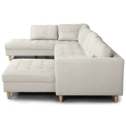 Brandy - højrevendt u-sofa i beige med chaiselong - L: 366 x D: 211 x H: 80 cm
