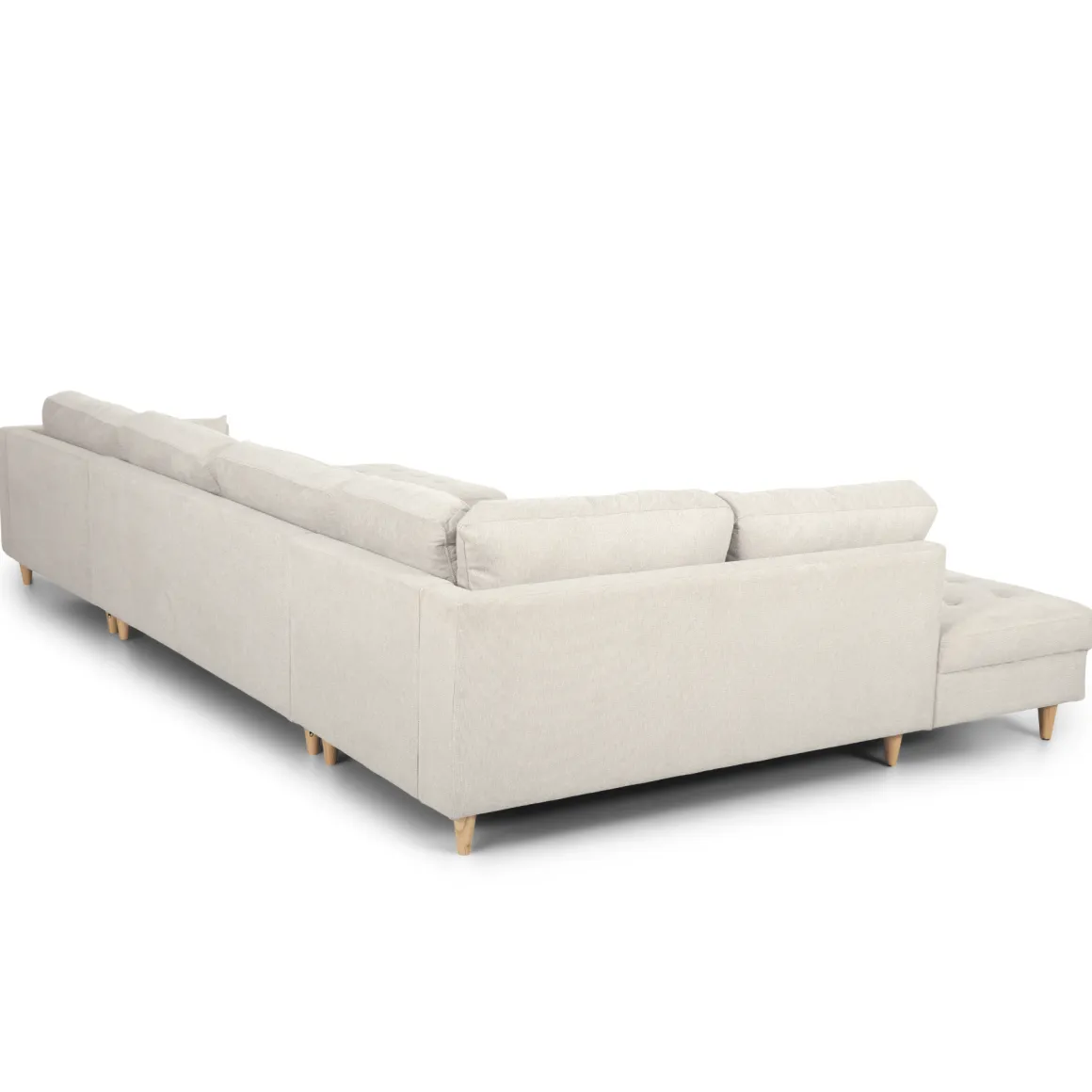 Brandy - højrevendt u-sofa i beige med chaiselong - L: 366 x D: 211 x H: 80 cm