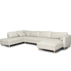 Brandy - højrevendt u-sofa i beige med chaiselong - L: 366 x D: 211 x H: 80 cm