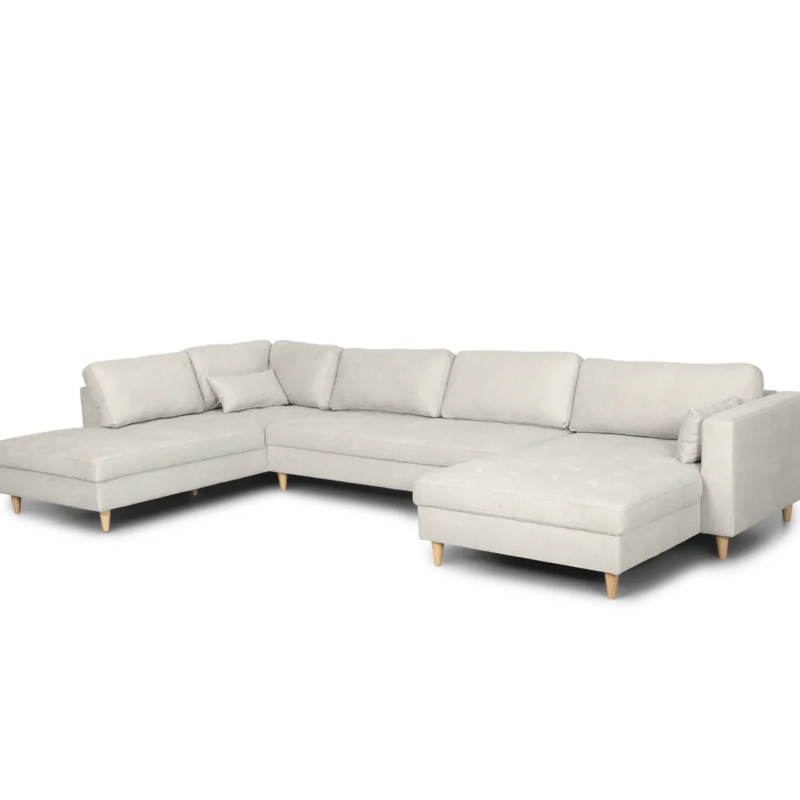 Brandy - højrevendt u-sofa i beige med chaiselong - L: 366 x D: 211 x H: 80 cm