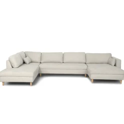 Brandy - højrevendt u-sofa i beige med chaiselong - L: 366 x D: 211 x H: 80 cm