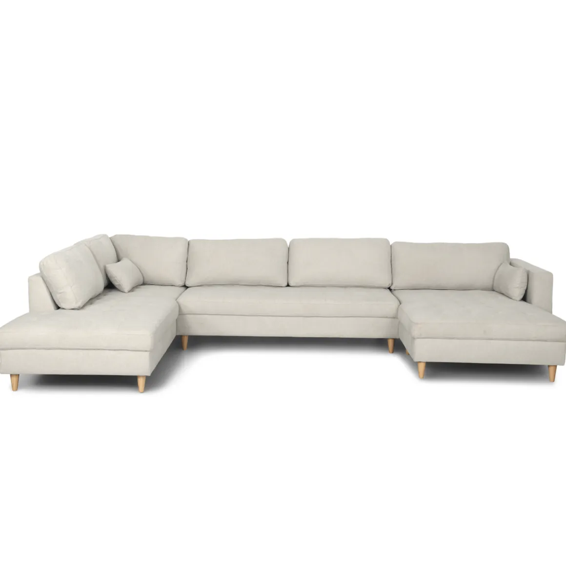 Brandy - højrevendt u-sofa i beige med chaiselong - L: 366 x D: 211 x H: 80 cm