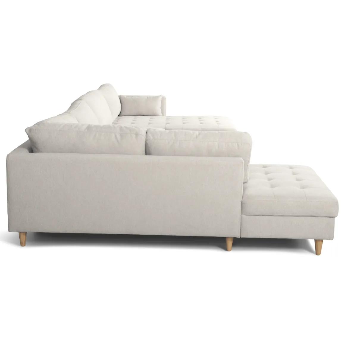 Brandy - højrevendt u-sofa i beige med chaiselong - L: 366 x D: 211 x H: 80 cm