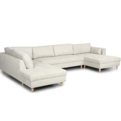 Brandy - højrevendt u-sofa i beige med chaiselong - L: 366 x D: 211 x H: 80 cm