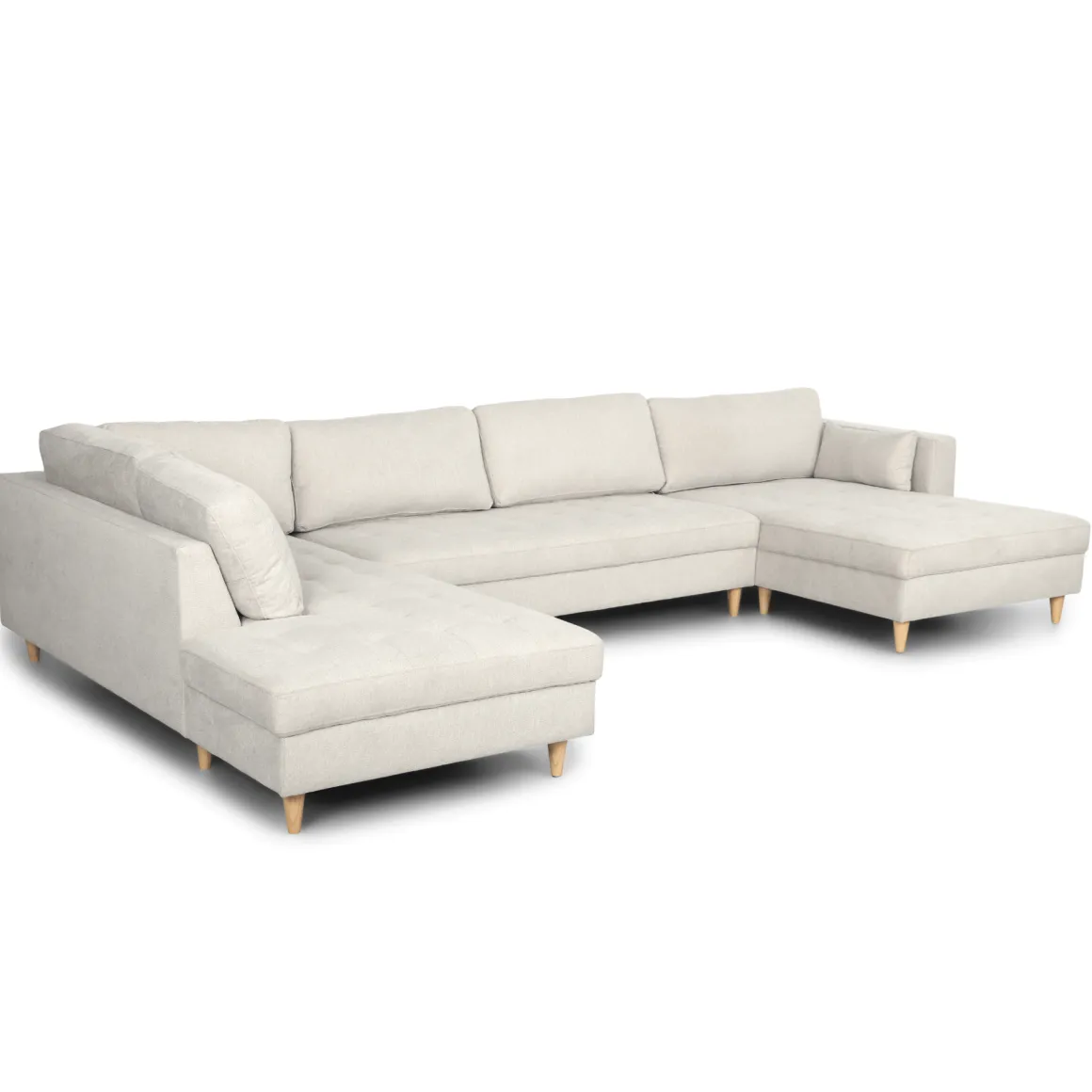 Brandy - højrevendt u-sofa i beige med chaiselong - L: 366 x D: 211 x H: 80 cm