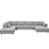 Brandy - højrevendt u-sofa i grå med chaiselong - L: 366 x D: 211 x H: 80 cm