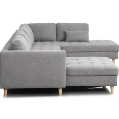 Brandy - venstrevendt u-sofa i grå med chaiselong - L: 366 x D: 211 x H: 80 cm