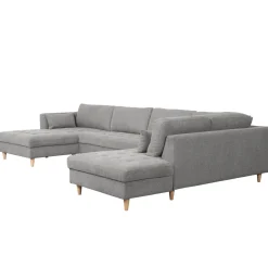 Brandy - venstrevendt u-sofa i grå med chaiselong - L: 366 x D: 211 x H: 80 cm