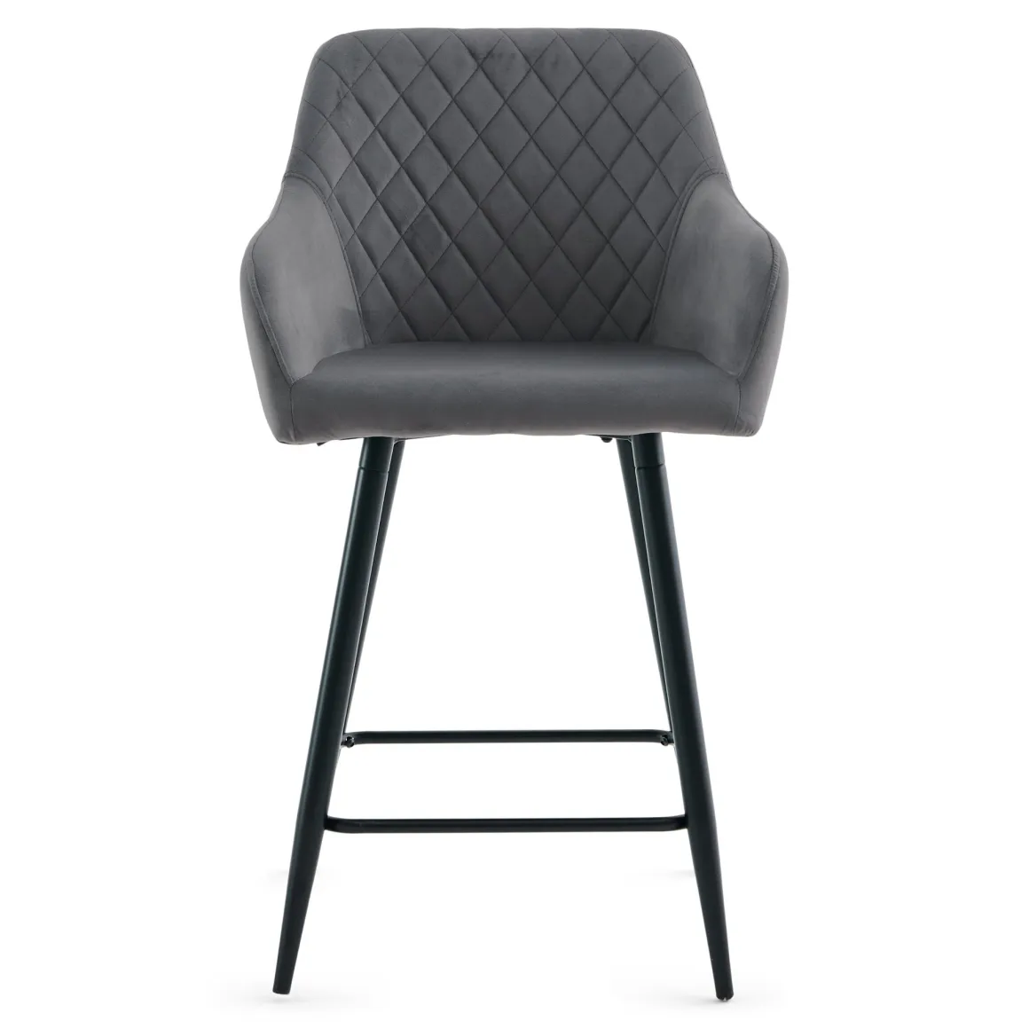 Carlo - barstol grå velour med armlæn 65 cm