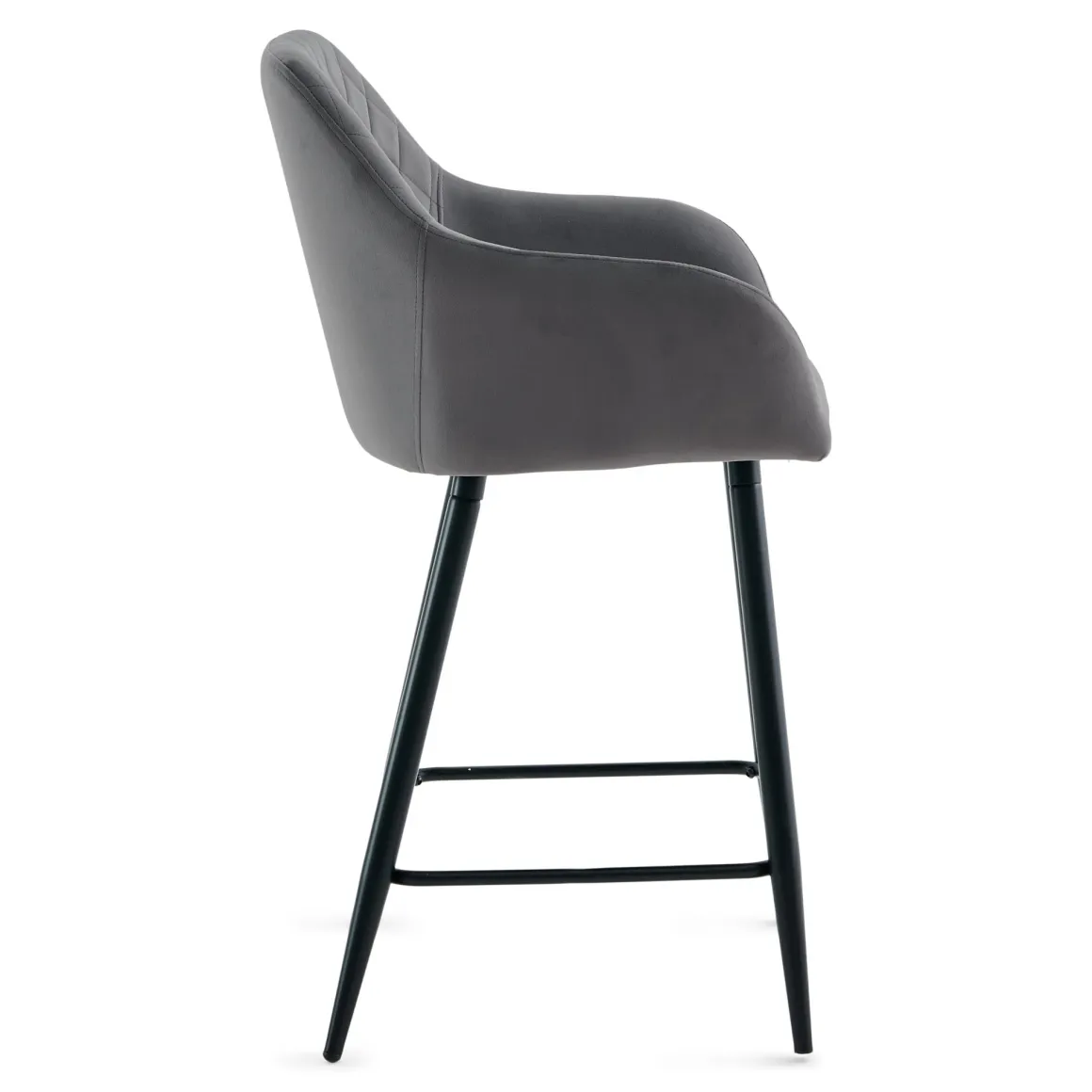 Carlo - barstol grå velour med armlæn 65 cm