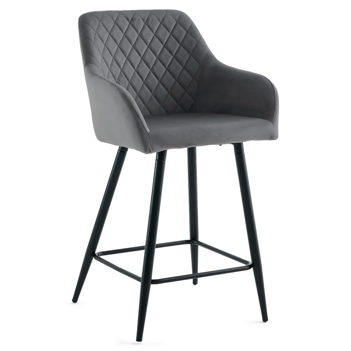 Carlo - barstol grå velour med armlæn 65 cm
