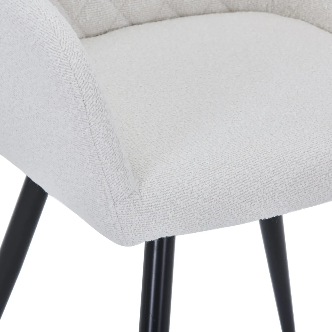 Carlo spisebordsstol - Hvid boucle med drejefunktion 360 grader