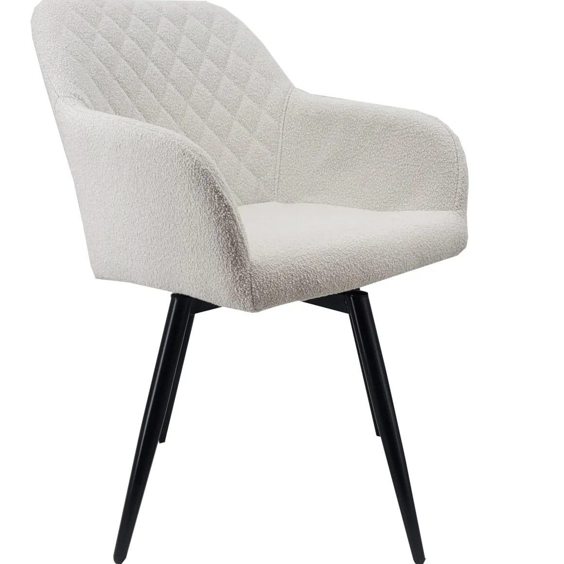 Carlo spisebordsstol - Hvid boucle med drejefunktion 360 grader