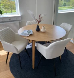 Carlo spisebordsstol - Hvid boucle med drejefunktion 360 grader