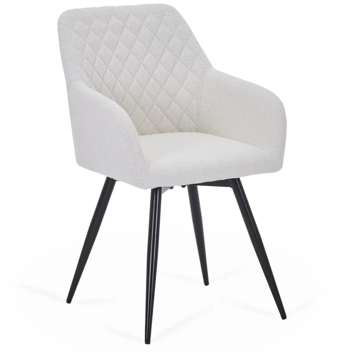 Carlo spisebordsstol - Hvid boucle med drejefunktion 360 grader