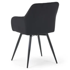 Carlo spisebordsstol - Sort velour med drejefunktion 360 grader