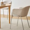 Carolina spisebordsstol i beige tekstil med chrome ben