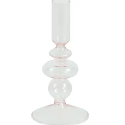 Chicka lysestage glas lyserød 21 cm