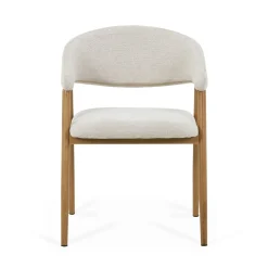 Ebba spisebordsstol - Beige tekstil med ben i egelook