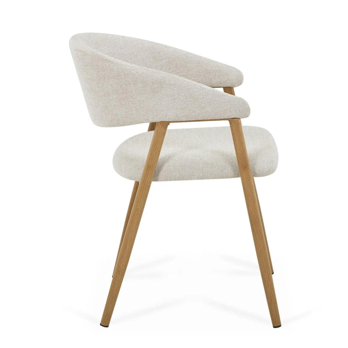 Ebba spisebordsstol - Beige tekstil med ben i egelook