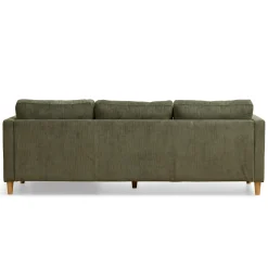 Ellis - Højrevendt og venstrevendt vendbar chaiselong sofa grøn fløjl - L: 215 x D: 82 x H: 78 cm