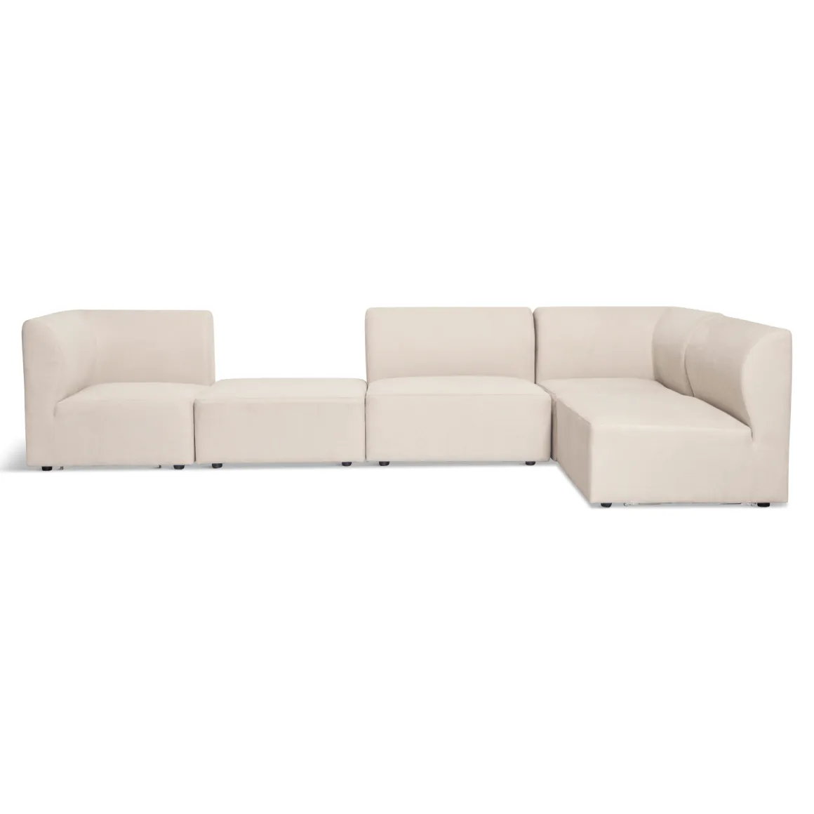 Emilia modulsofa i beige 4 moduler med højre- og venstrevendt chaiselong L: 328 X D: 158 X H: 72 cm