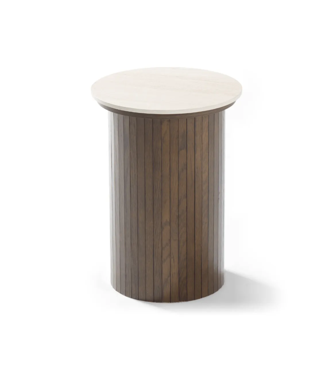 Enzo sidebord i stenbordplade med røget eg lamelfod Ø40 cm