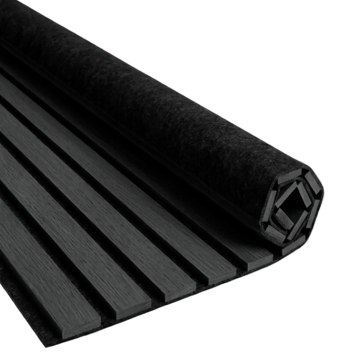 Fleksibel akustikpanel i sort egetræsfiner 2400x520x18 mm