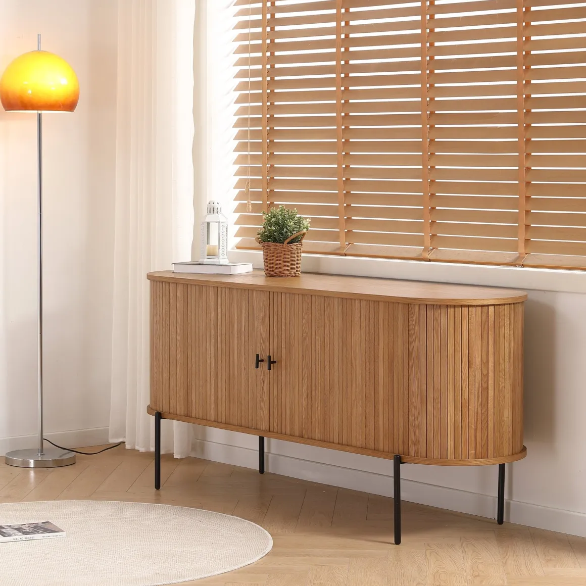 Florence jalousi skab med lameller i eg 160x45x75 cm