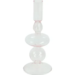 Gracie glas lysestage lyserød 18 cm