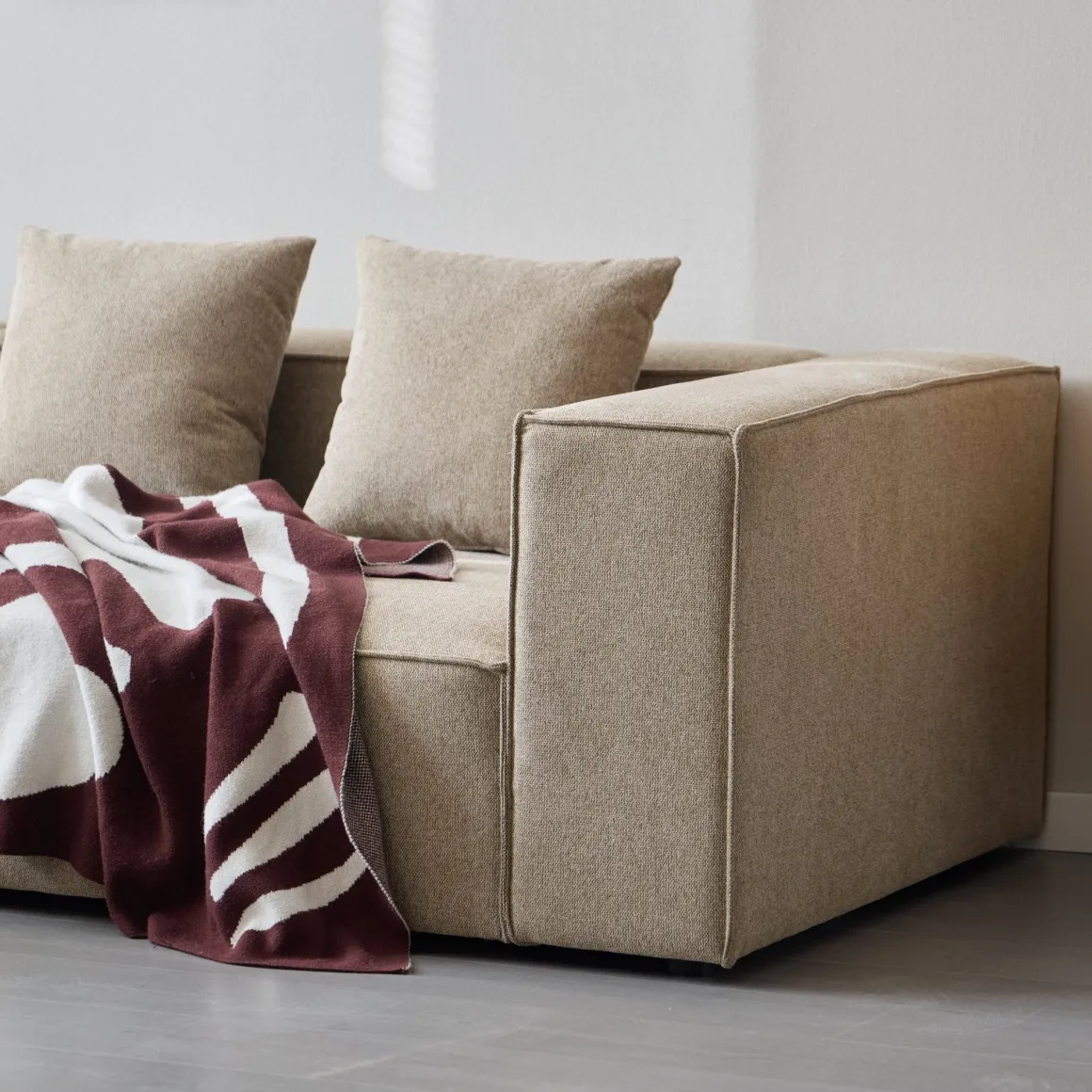 Hailey - Hjørnesofa modulsofa i sand med 4 moduler (Opstilling 2) L: 368 X D: 247 X H: 65 Cm