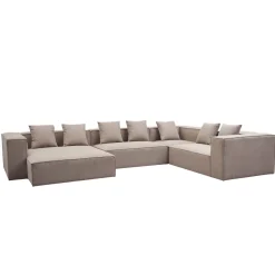 Hailey - U-sofa modulsofa i sand med 4 moduler - Venstrevendt chaiselong L: 368 X D: 247 X H: 65 cm