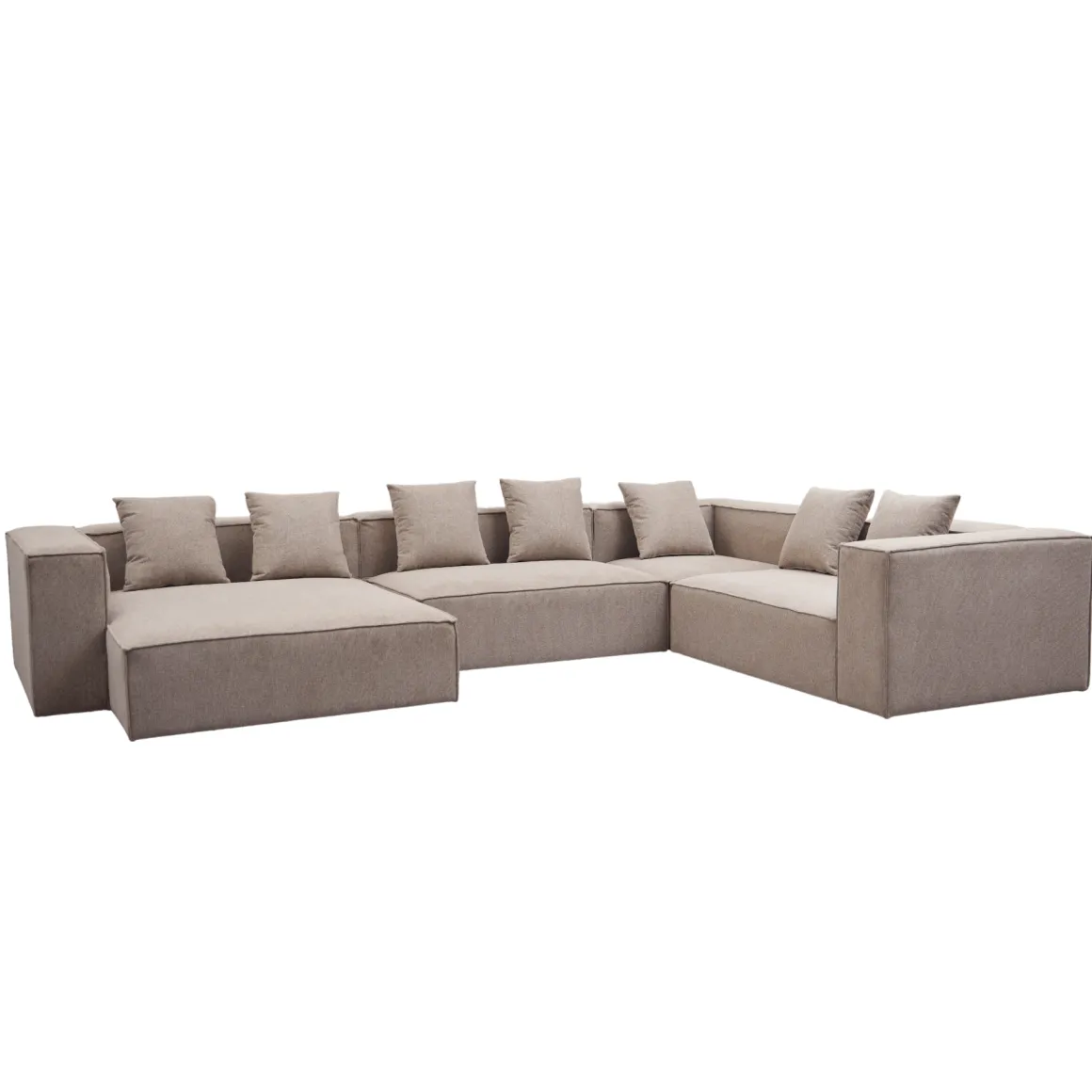Hailey - U-sofa modulsofa i sand med 4 moduler - Venstrevendt chaiselong L: 368 X D: 247 X H: 65 cm